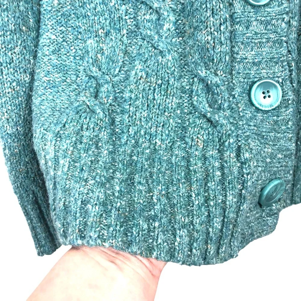 L.L. Bean Wool Blend Cable Knit Cardigan Sweater - Picture 4 of 8